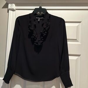 Ruffle neck black blouse